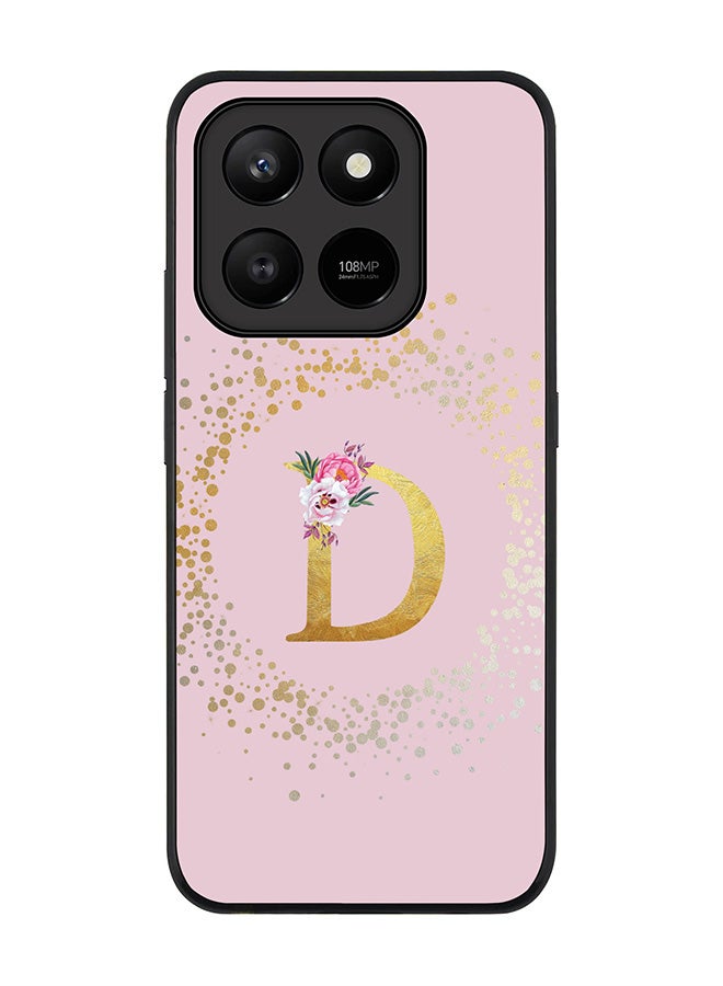 For Honor X7d 4G / X7d 5G / 400 Smart Case,Slim fit Camera Protection, Shockproof Thin Phone cover  - Custom Monogram Floral - D  (Pink )